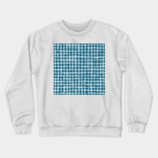 Peacock blue gingham textured stripes Crewneck Sweatshirt